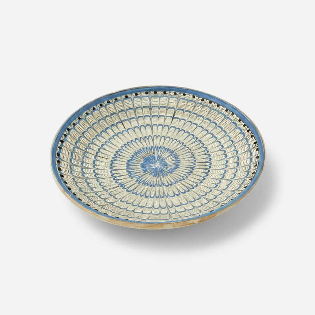 Horezu Blue Peacock Ceramic Plate