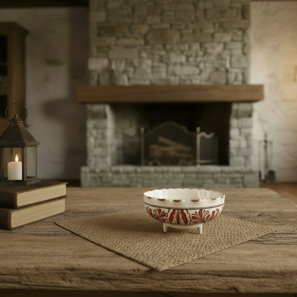 Large Red Corund Ceramic Fruit Bowl