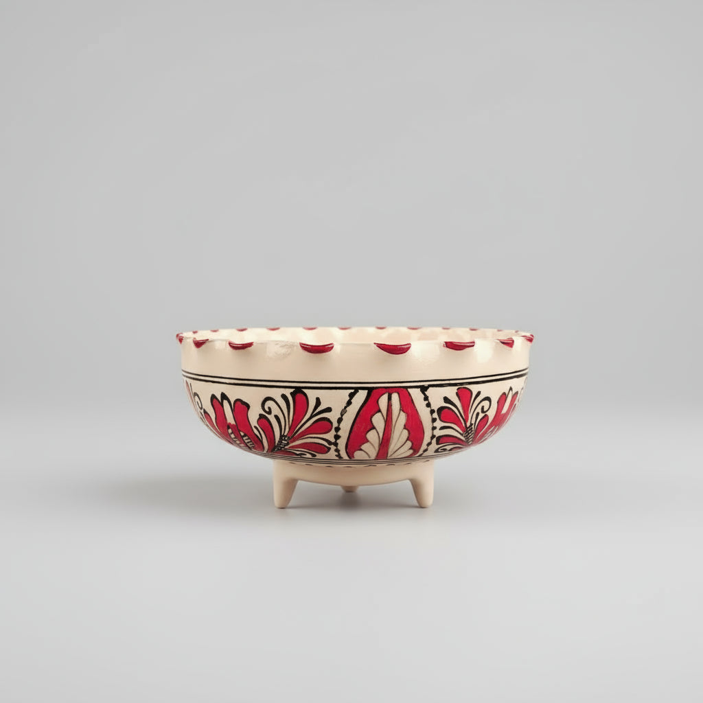 Large Red Corund Ceramic Fruit Bowl