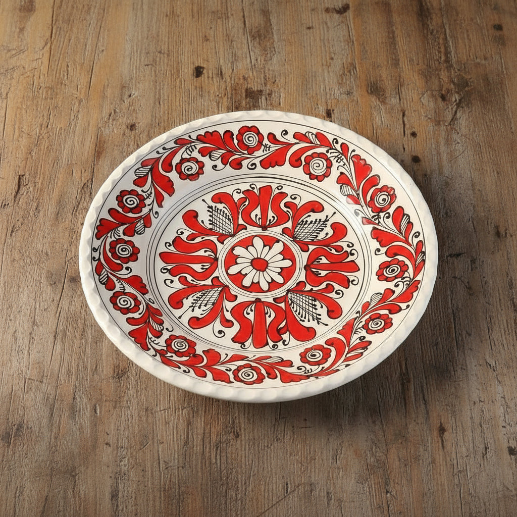 Large Red Corund Ceramic Plate