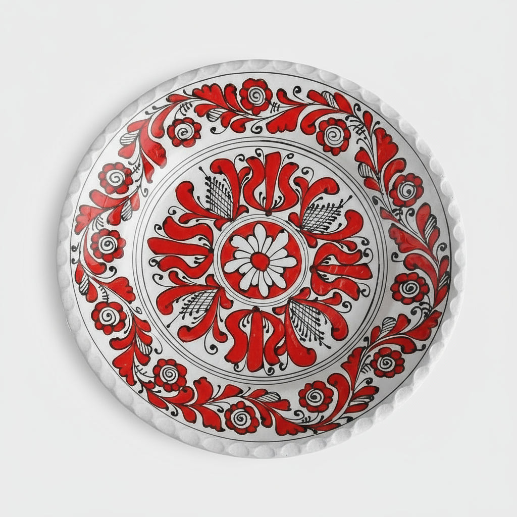 Large Red Corund Ceramic Plate