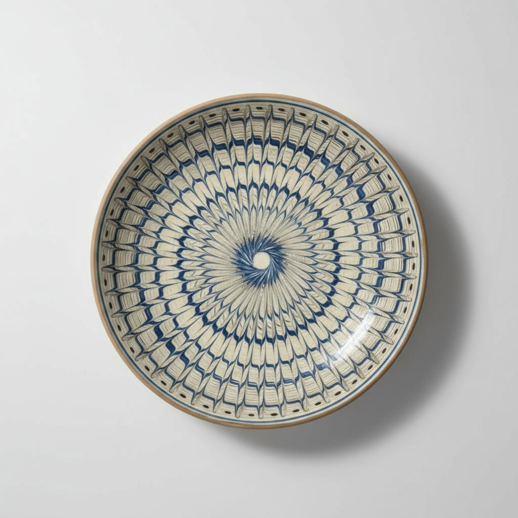 Horezu Blue Wheat Ceramic Bowl