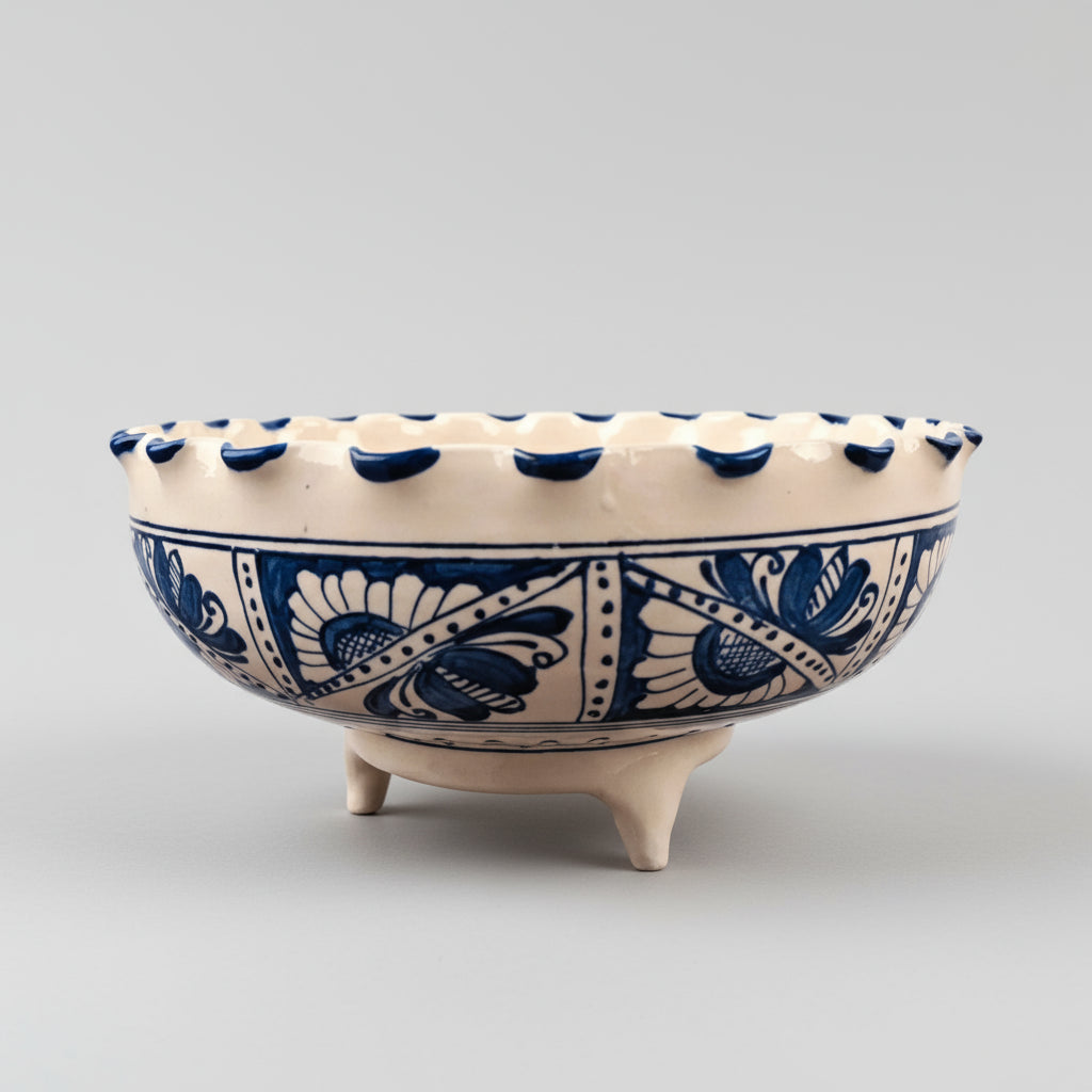 Large Blue Corund Ceramic Fruit Bowl