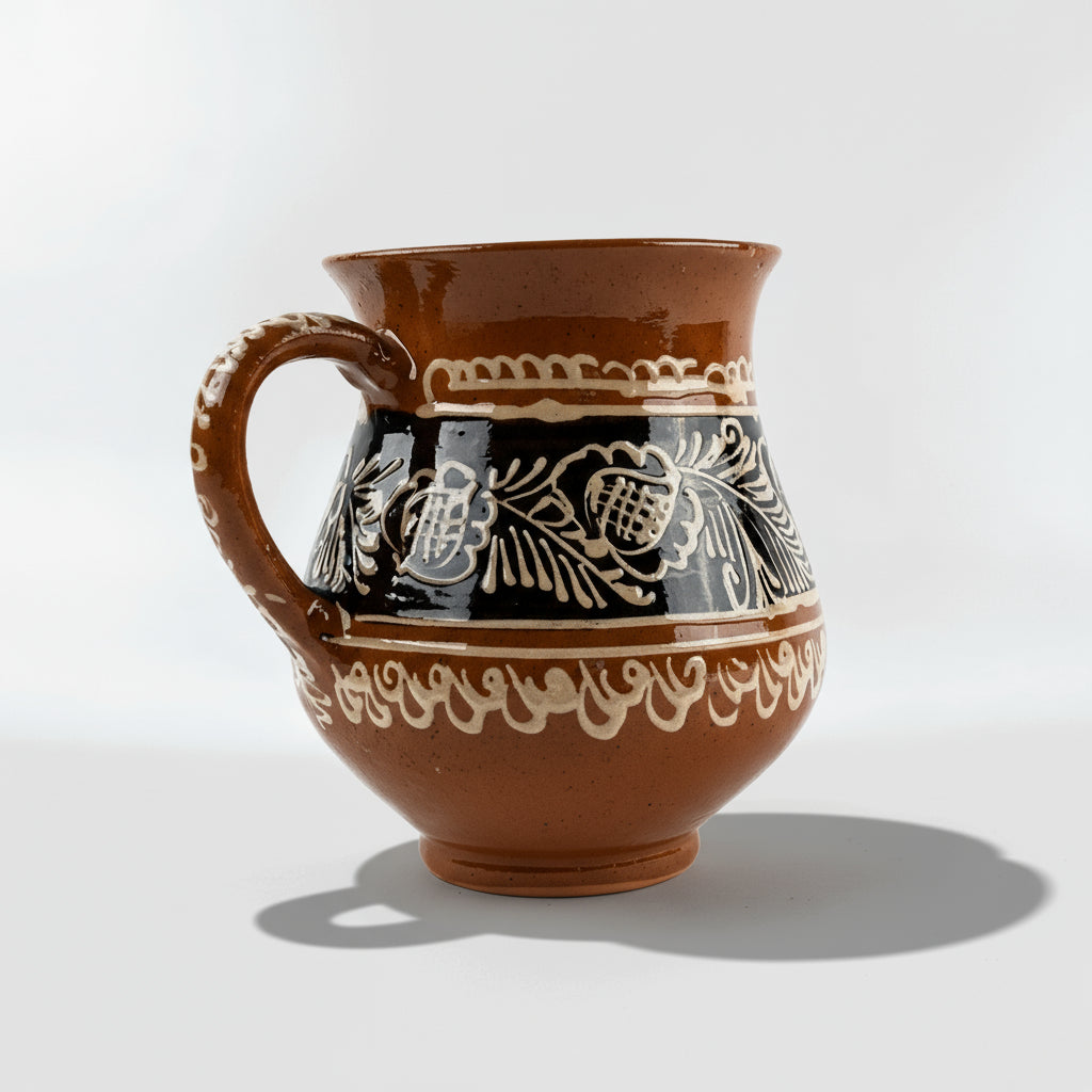 Corund Hand-Painted Brown Ceramic Wine Carafe