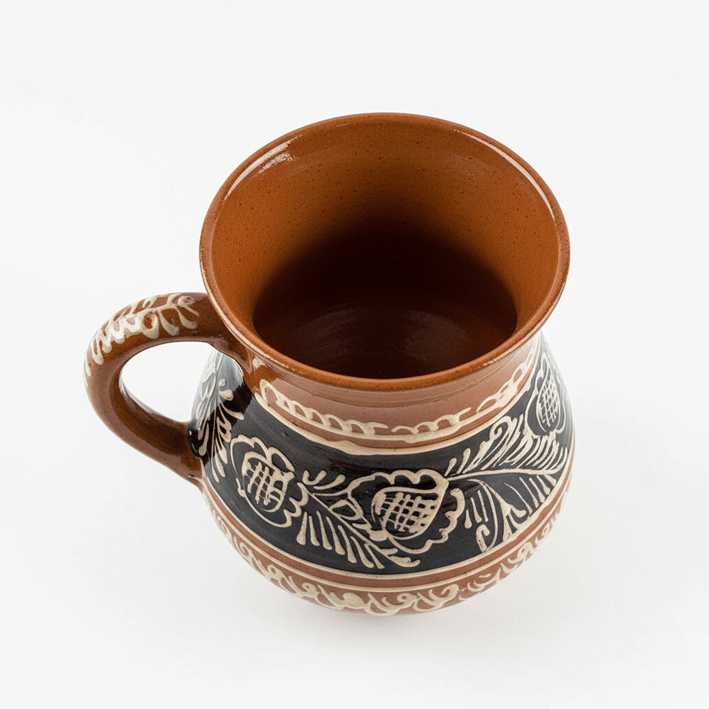 Corund Hand-Painted Brown Ceramic Wine Carafe