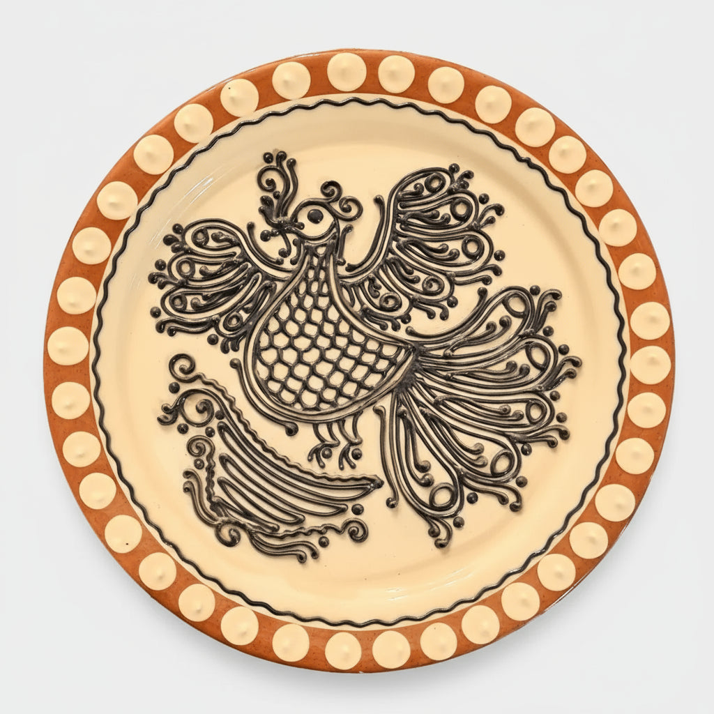 Bledea Baia Mare  Bird Motif Hand-Painted Ceramic Plate