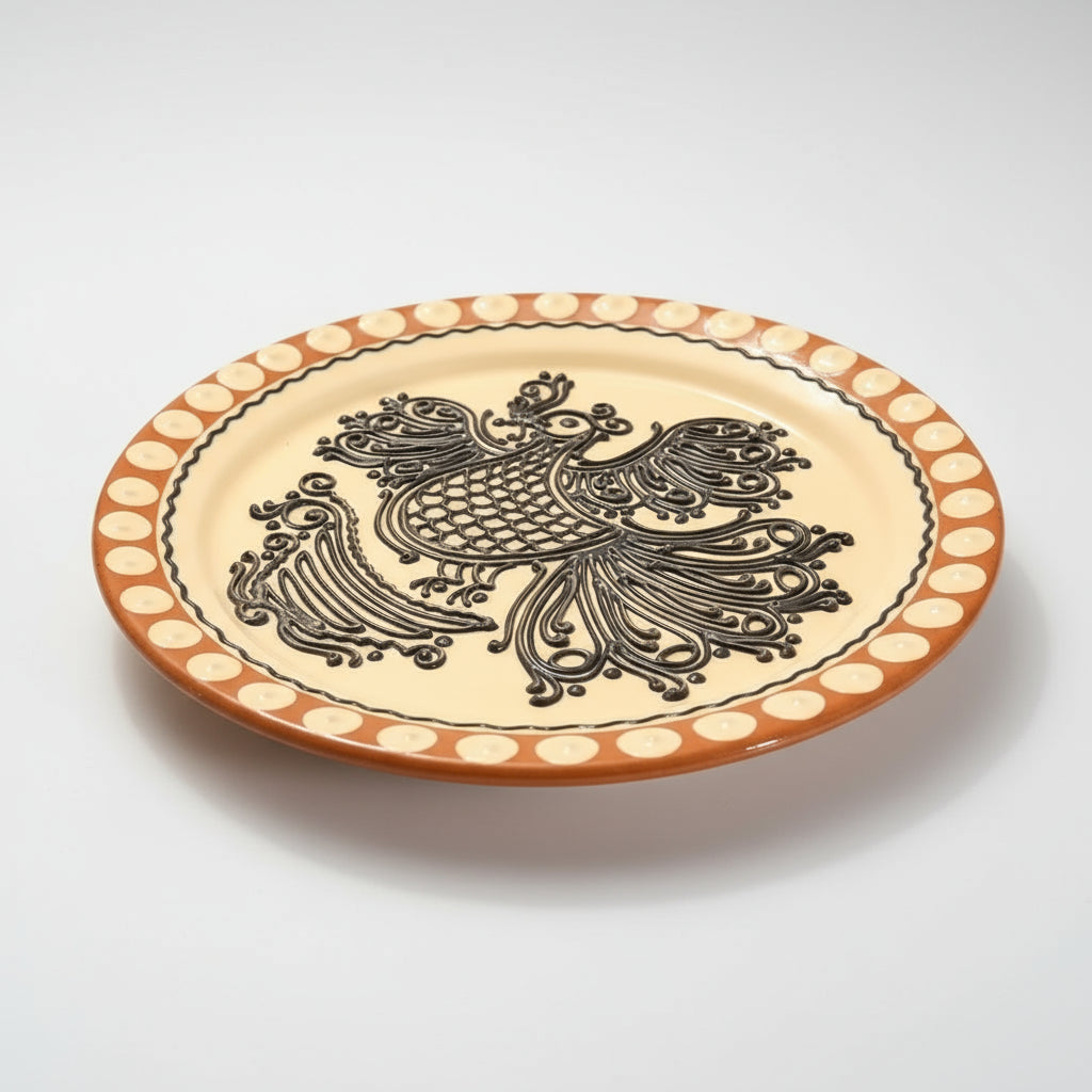 Bledea Baia Mare  Bird Motif Hand-Painted Ceramic Plate
