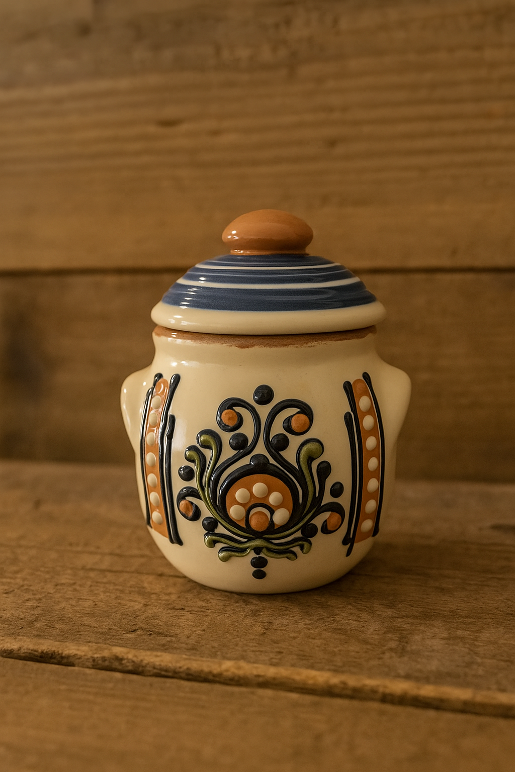 Bledea Baia Mare Hand-Painted Ceramic Candy Box